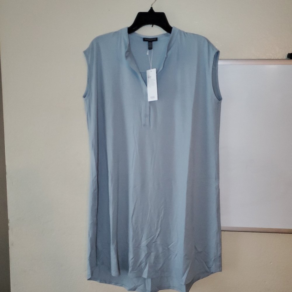 Eileen Fisher Fine Tencel Jersey Mandarin Collar D
